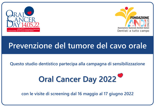 Oral Cancer Day, dal 7/5 al 8/6 uniti contro il carcinoma orale