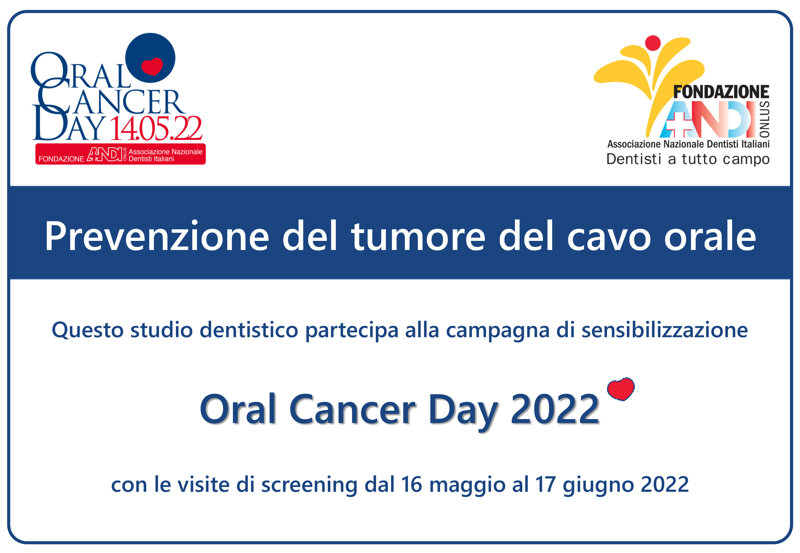 Oral Cancer Day, dal 7/5 al 8/6 uniti contro il carcinoma orale Oral Cancer Day, dal 7/5 al 8/6 uniti contro il carcinoma orale